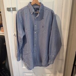 Ralph Lauren Men's Blue Striped Oxford Shirt OCBD
